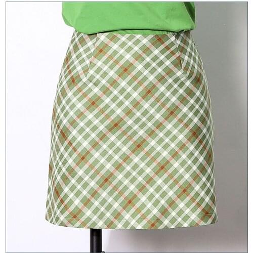Women skirts Streetwear Green plaid Mini Skirt saia womens harajuku High Waist Split Short Skirt Slim Tartan Women A-line Skirt