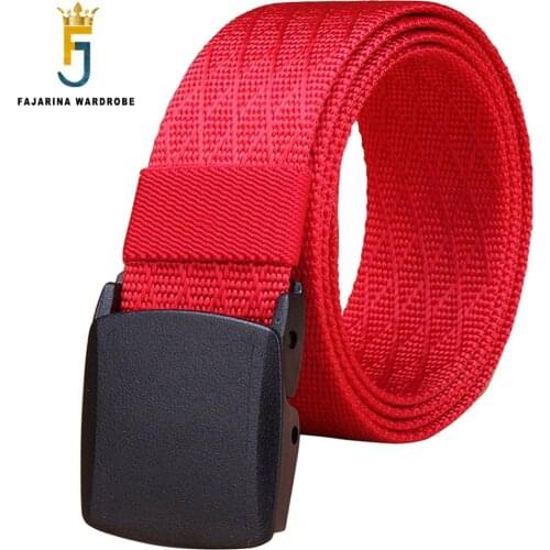 FAJARINA Unisex Quality Plastic Automatic Belt Fashion Design Womens Waist Canvas Belts Strap for Couple 3.8cm Wide CBFJ0051