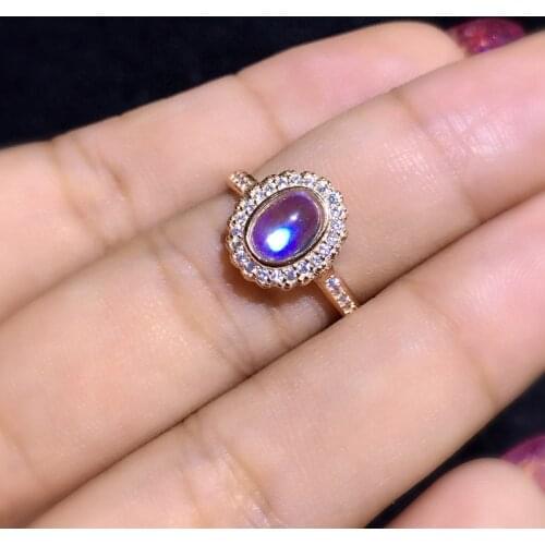 New romantic moonstone gemstone ring women silver fine jewelry natural gem good color 925 sterling silver moonlight date gift