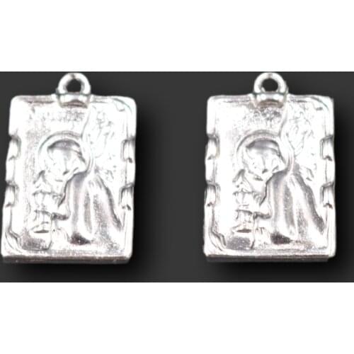15pcs Silver Plated Catholic Virgin Mary Square Pendant DIY Charm Bracelet Necklace Jewelry Crafts Making P685