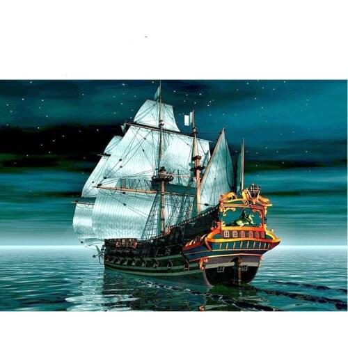 5D Round Diamond Pattern Sea Boat Diamond Embroidery Diy Needlework Square Diamond Painting Cross Stitch Full Rhinestones New