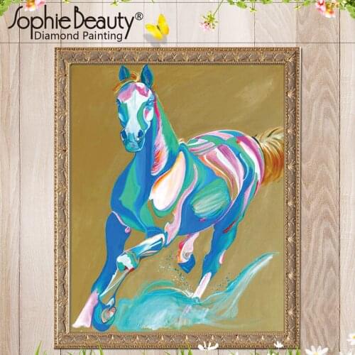 Diy Diamond Painting Cross Stitch Beaded Embroidery Handcraft Color Animal horse Resin Diamond Mosaic Sophie Beauty Wall Sticker