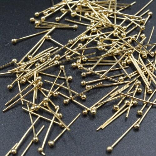 FLTMRH 100pcs 16x0.5mm Ball Head Pin Copper Gold Jewelry Beads Findings Jewelry Accessories For Jewelry DIY