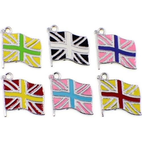 Color UK Coutry Flags Pendant Enamel Charms DIY Accessories For Handmade Women Jewelry Necklace Bracelets