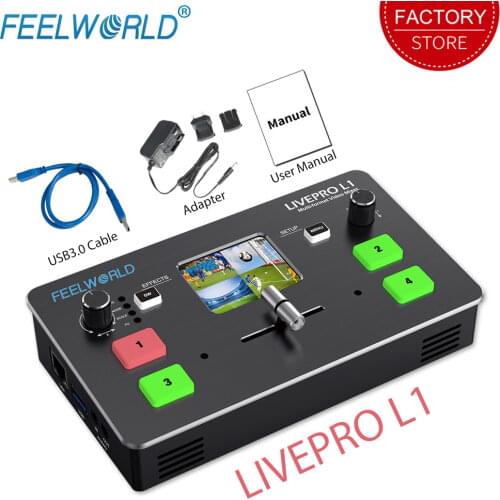 FEELWORLD Multi-format Video Atem Switcher 4 x HDMI Inputs Mixer USB 3.0 for Multi Cameras Live Streaming Switchers LIVEPRO L1