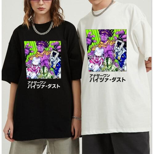 Jojo Bizarre Adventure Tshirt Japan Comics JoJos Pattern Print T Shirt Mens Casual Loose Short Sleeve Female Hip Hop Tee Top
