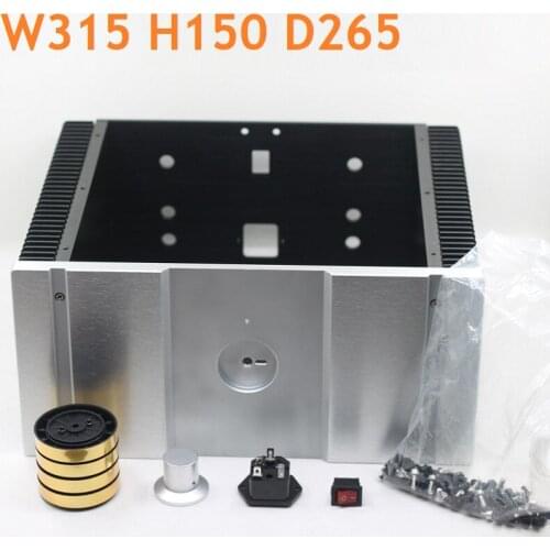 Big Size Power Amplifier Chassis Decoder Shell DIY Headphone Case Aluminum Chassis Hi-Fi Home Audio Enclosure W315 H150 D265