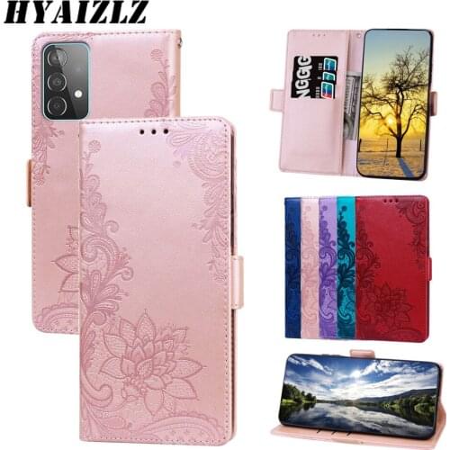 Leather Case for Samsung Galaxy A32 A52 A72 5G A12 A42 A70 A71 A51 A50 A30 A20 A21S A02 M31S M01 A11 A41 Lace Floral Flip Cover