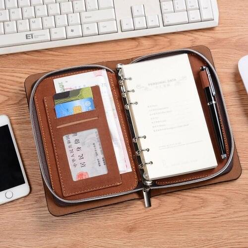 Creative diary A5 25K spiral zipper PU leather office travel journal agenda planner diary planners agendas notebook organizer