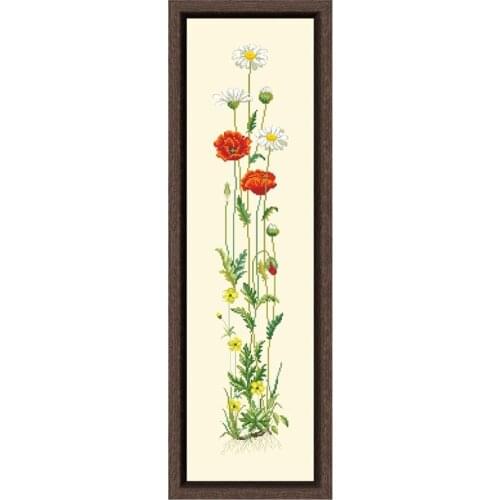 Poppy cross stitch kits flower Dreampattern embroidery needlework sets 18ct 14ct 11ct light yellow cloth DIY handmade
