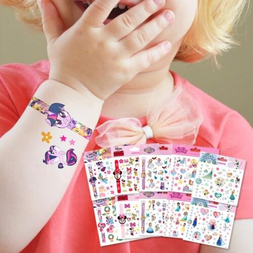 Disney cartoon sticker Tattoo sticker Disney Princess Frozen Anna Elsa Princess Sofia Mickey Mouse children Tattoo Stickers toys