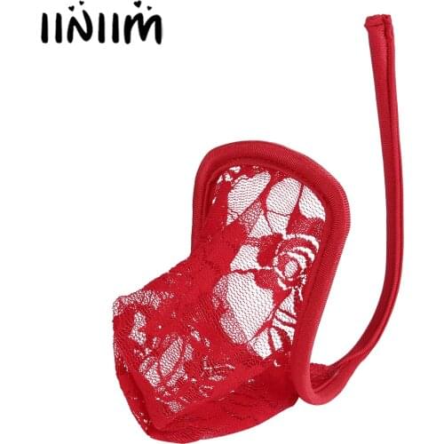 Iiniim Mens Lingerie Sissy Gay Panties Floral Lace Jockstraps Bulge Pouch C-string Bikini Briefs Lingerie Underwear Underpants