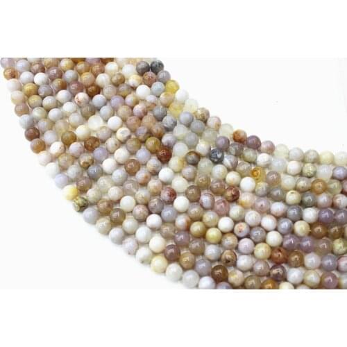 Natural Australia Ocean Fossils Agates Round Loose Beads Strand 4/6/8/10/12MM For Jewelry DIY Making Necklace Bracelet