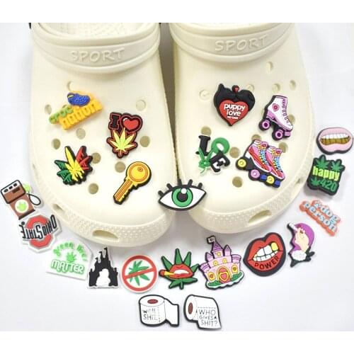 New weed leaves 1pcs croc Charms carton JIBZ DIY combiation for shoe decoration birthday kids friends Gifts