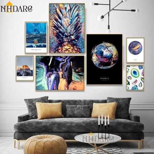 New Colorful Pineapple Abstract Landscape Earth Posters and Prints Canvas Art Painting Wall Pictures for Living Room Home Decor