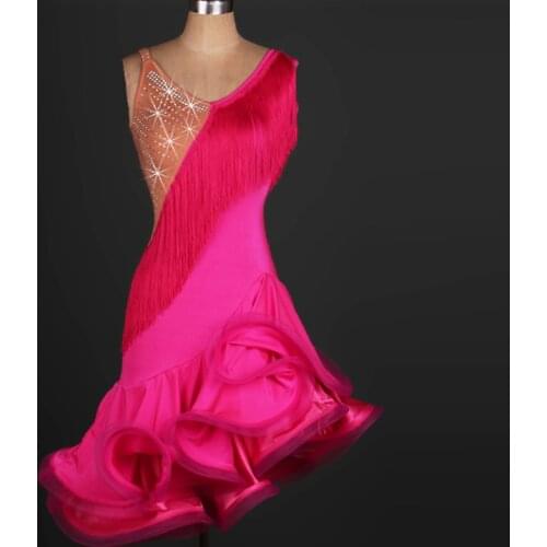 New style Latin dance costume spandex tassel stones latin dance dress for women latin dance competition dresses 2XS-6XL