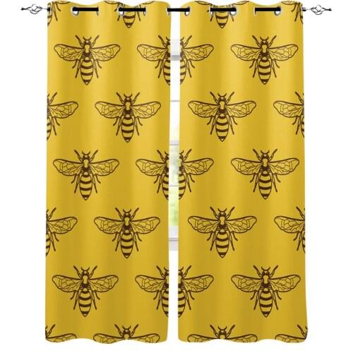 Animal Bee Wings Window Curtains Kitchen Drapes Panel Home Decor Curtains for Living Room Curtains for Bedroom