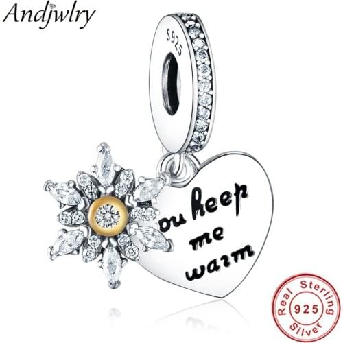 Fit Original Pandora Charms Bracelet 925 Sterling Silver Snowflake Pendant You Keep Me Warm Dangle Beads For Lover DIY Berloque