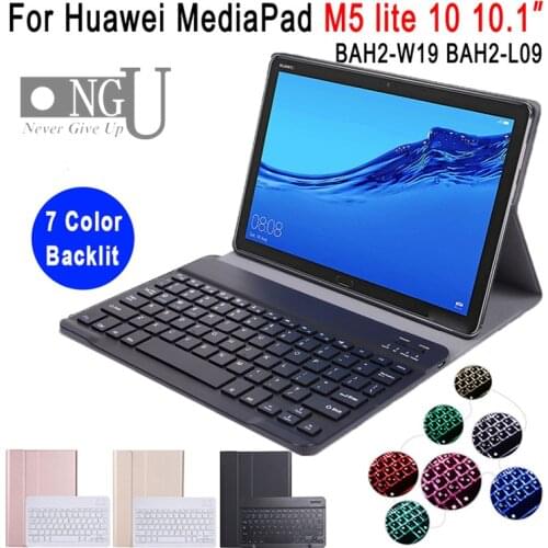 For Huawei Mediapad M5 Lite 10 Keyboard Case 10.1'' Tablet BAH2-W09 BAH2-L09 BAH2-W19 Bluetooth Keyboard Leather Leather Cover