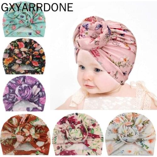 10pc/lot New Floral Print Baby Hats Thermal Caps For Infant Newborn Kid Stylish Fashion Cotton Flower Printed Cap for Toddlers