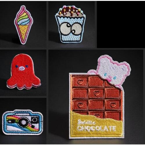 Chocolate ice cream Fried Eggs Garment cartoon patches Octopus radio Decorative badges ironing sewing on the clothes Boys girls
