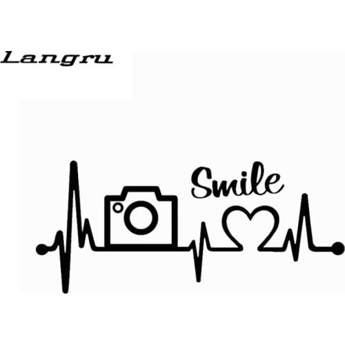 Langru 16.8CM*7.3CM Camera Photography Lover Heartbeat Vinyl Motorcycle Car Sticker Accessories Jdm