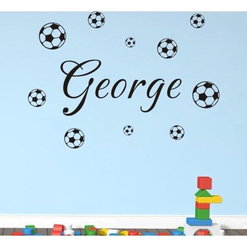 Personalised Name Wall Art Custom Football Vinyl Sticker boys childrens nursery Kids Bedroom decal