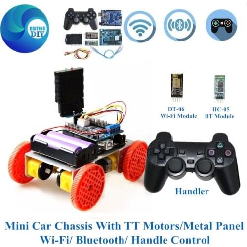 Wifi/BT/ Handle Control 4WD Smart Robot Chassis Car Model TT Motor/ Metal Plate for Arduino Rasberry Pie DIY RC Toy Parts C101