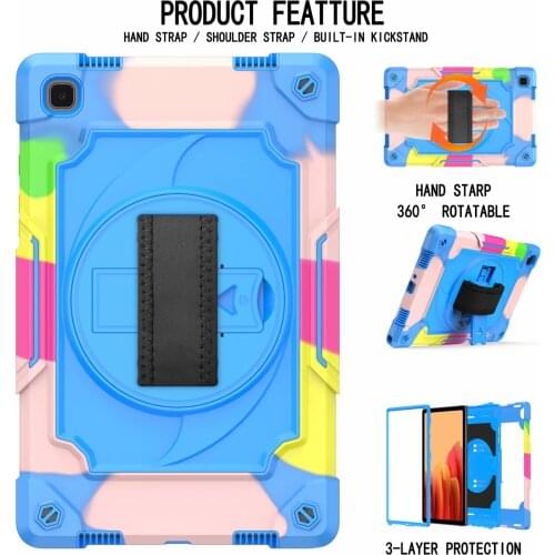 For Samsung Galaxy Tab A7 SM-T500 T505 2020 10.4 Inch 360 Degree Rotating Bracket And Hand Strap Tablet Computer Protection Case
