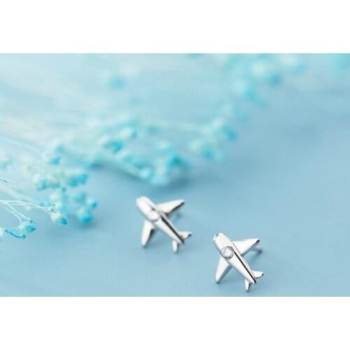 MloveAcc Plane Stud Earrings for Women Genuine 925 Sterling Silver Fashion Jewelry Oreilles 2019 Mode