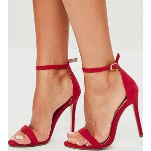 Rome Style Red Black Suede Ankle Strap Women Sandals Cut-out Peep Toe Sexy Gladiator Sandals Shoes Thin Heel Wedding Shoes Bride