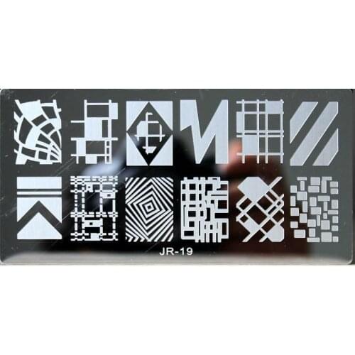 #00019 New Triangle 6*12cm Stainless Nail Art Print Stamping Plates Geometric Striped Design Nail Polish Template, Triangle 19