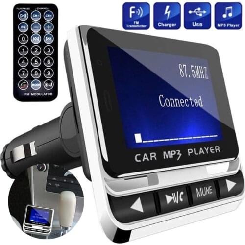 1 Pcs Car Wireless FM Transmitter 1.4'' LCD Screen Display MP3 Player Hands-Free Call USB Charger For Smartphones MP4 Players