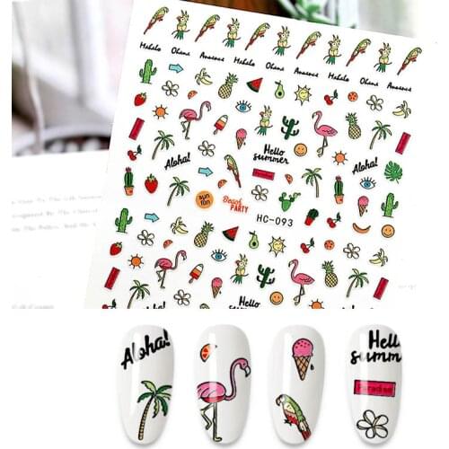 1PC Cute Nails Art Manicure Stickers Cartoon Decals Theme Nail Decoration Stickers for Nails