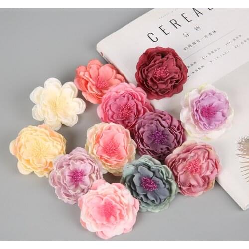 10 Pcs/lot Silk Artificial Zinnia Flower Head Handwork DIY Accessories Decoration Home Wedding Arrangement Ornamental Flowers
