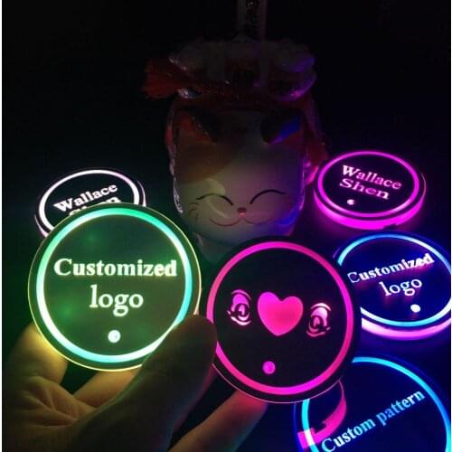 2pcs BMW Benz Chevrolet Haval Dongfeng Geely Brilliance Acrylic Floor Mat LED Car Water Coaster