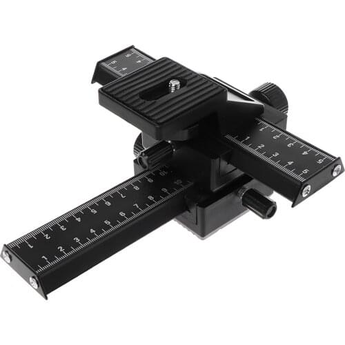 4-way Macro Instrument Focusing Rail Slider 1/4" Screw DSLR Camera Shooting Accessories Black for Canon