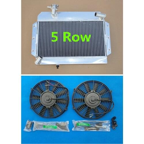 5 Row Aluminum Radiator + Fans 1955-1962 For ROVER/MG MGA 1500/1600/1622/DE-LUXE 1955 1956 1957 1958 1959 1960 1961 1962 New