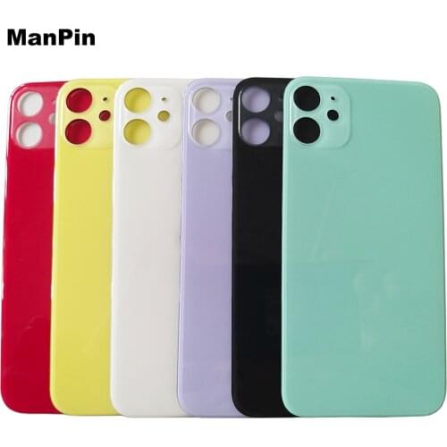 5Pcs/Lot Back Cover Glass for iPhone 11 LCD Touch Screen Battery Lens Big Hole Fix Broken Mobile Phone Shell Replace Spare Parts