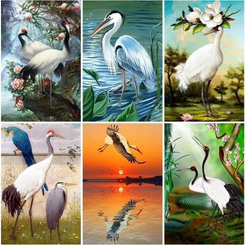 Animals DIY 5D Diamond Painting Cross Ctitch Kits Red-crowned Crane Diamond Embroidery Full Round Drill Rhinestones Home Decor