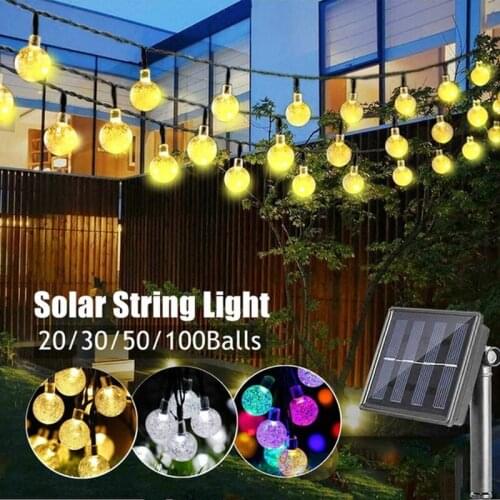 20/30/50/100 LEDS Crystal Ball Solar Light LED Fairy Tale String Light Fairy Light Garland Garden Outdoor Christmas Decoration