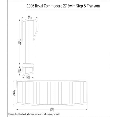 1996 Regal Commodore 27 Swim Step & Transom Pad Boat EVA Teak Decking 1/4" 6mm