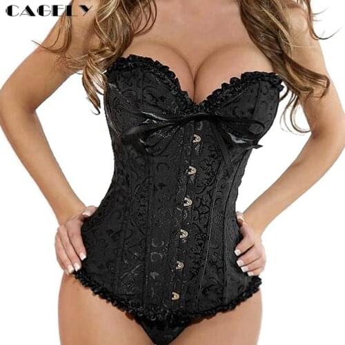 Classic Gothic Corset Overbust Floral Steampunk Lace Up Bustier Sexy Busk Slim Corselet Body Shaper Fancy Party Clothing