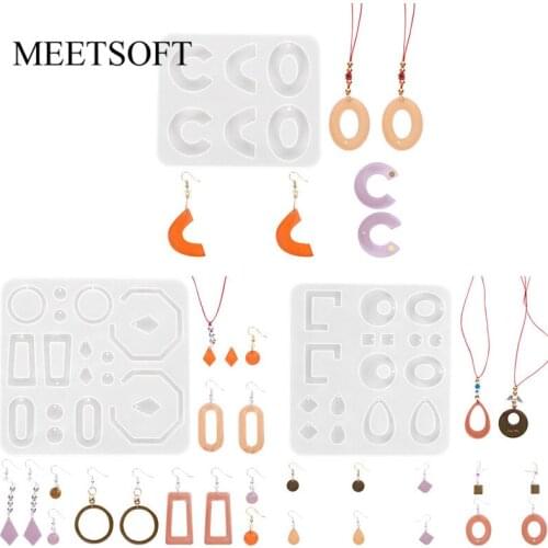 MEETSOFT Geometry irregular Epoxy Resin Silicone Earring Pendants Molds of DIY Handmade Making Findings Jewelry Accessory Tools