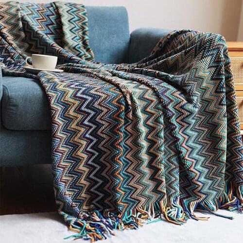 Soft Knitted Blanket Winter Thread Blanket For Bedroom Bohemia Sofa Blankets With Tassel Portable Car Travel Cover Home Decor