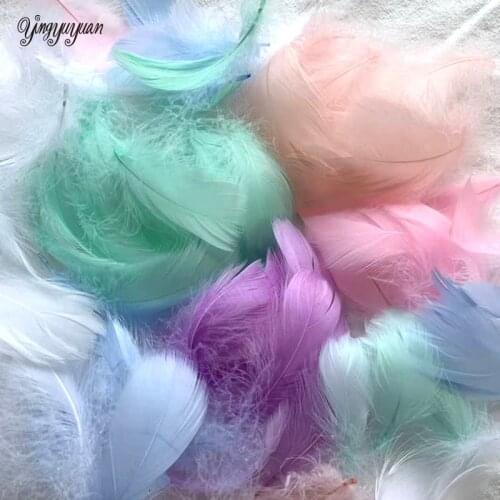 Natural Goose Feathers 6-12cm Floating Colourful Swan Feather Plume for Craft Wedding Jewelry Home Decoration Plumes 100pcs