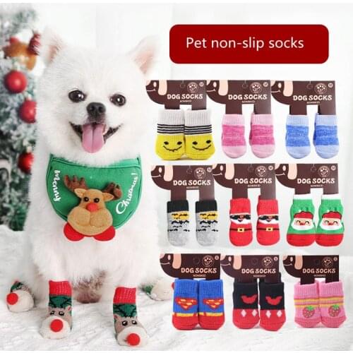 4Pcs/set Cute Pet Fashion Pets Dogs Socks for Cats Dog Toy Supplies Anti Slip Skid Bottom Lovely Puppy Dogs Pet Knits Socks