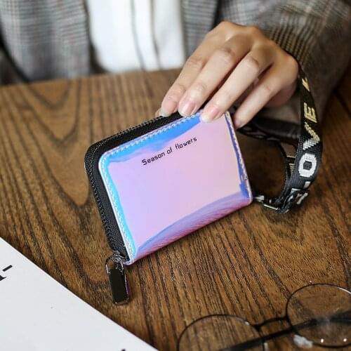 HUBOONE 2018 New Women Wallets Coin Purse Fashion Laser Holographic Wallet Women Small Card Holder Credit Cards Cartera Mujer