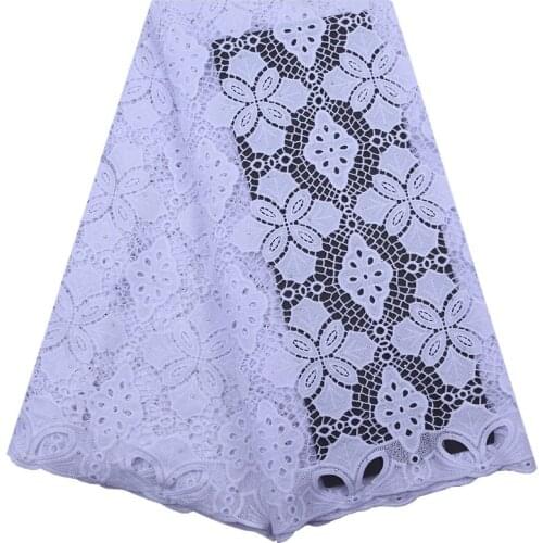 Zhenguiru New Arrival White Guipure Cord Fabric High Quality African Lace Fabric Bright Diamond Nigerian Fabric For Party A2142