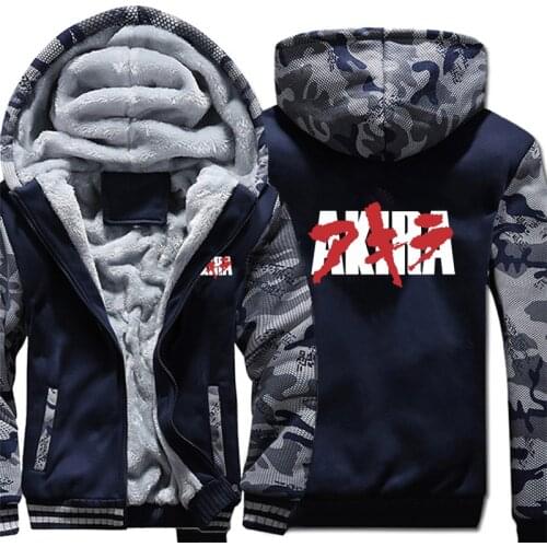 New Japanese Anime Akira Hoodies Camouflage sleeve Pullover Winter Jacket Akira Sweatshirts Long Sleeve Coat